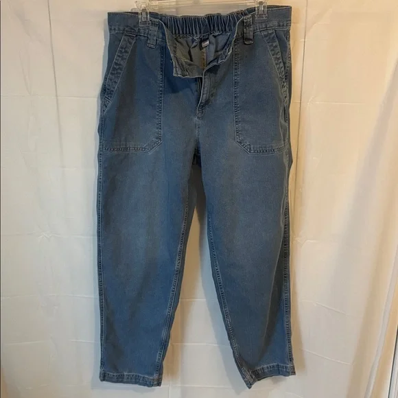 Old Navy OG Chino Pants Womens Large High Rise Ankle Casual Elastic Waist Denim - Picture 10 of 11